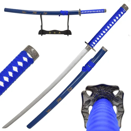 Vista 9 de Snake Eye Tactical Espada samurái katana de dos tonos con soporte de espada gratis