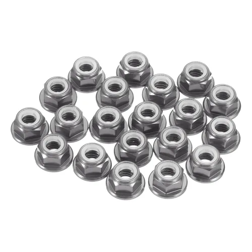Vista 12 de MECCANIXITY 30 piezas de tuercas de bloqueo de aleación de aluminio M3 con paso de 0.5 mm, tuercas hexagonales con brida de nylon con rosca serrada