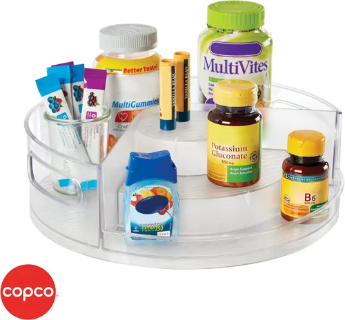 Vista 4 de Copco Tocadiscos de almacenamiento de gabinetes de varios niveles, 12 x 12 x 3.9 pulgadas, transparente