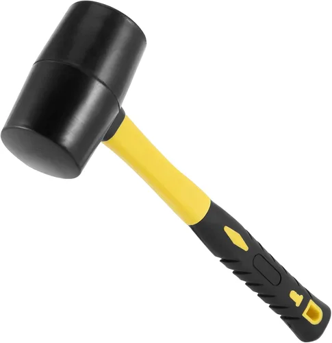 Vista 6 de 3 martillos de mazo de goma negra de 16 onzas, mazo de goma con mango antideslizante para camping, carpintería y suelos