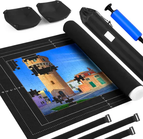 Vista 7 de Tapete de rompecabezas enrollable para rompecabezas de hasta 2000, 1500, 1000, 500 piezas grandes y portátiles para guardar la mesa, cubierta