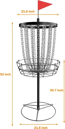 Vista 3 de NQV PRO - Cesta de golf con disco portátil, con 24 cadenas, apta para jugadores de todos los niveles, color negro