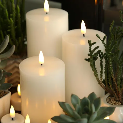 Vista 8 de Velas de pilar blancas sin llama con control remoto, velas LED de Halloween que funcionan con pilas, velas eléctricas parpadeantes de cera real