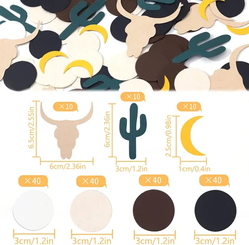 Vista 3 de 190 piezas de confeti de rodeo para decoración de fiesta, confeti de mesa temática de vaquero occidental, último rodeo despedida de soltera