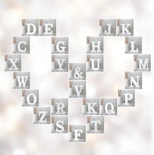 Vista 5 de AOCEAN Letras de madera blanca de 6 pulgadas, letras de madera sin terminar para decoración de pared, letras de pie, rebanadas, decoración