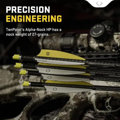 Vista 4 de TenPoint Alpha-Nock HP - Pack of 12 - Weight: 27 Grains - Helps Prevent Shoot Over or Shoot Under