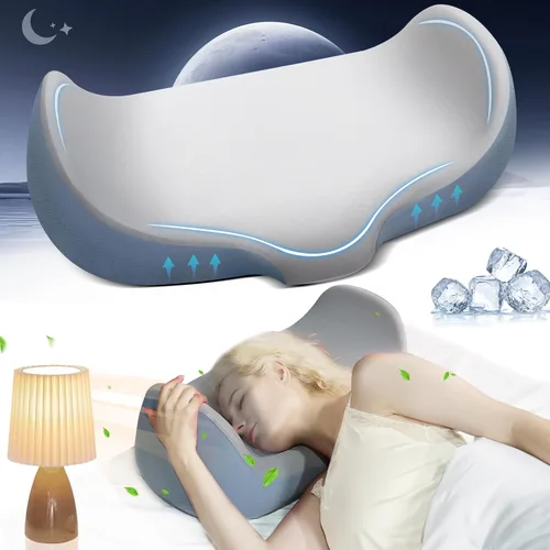 Almohada cervical para el cuello, almohadas ergonómicas para adultos, almohadas de apoyo de cuello de espuma viscoelástica para dormir lateral, boca