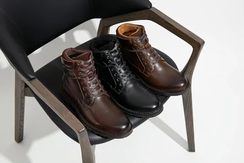 Vista 5 de Jousen Botas de cuero casuales para hombre, botas de vestir Chukka de moda para hombre