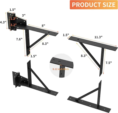 Vista 5 de Soporte de esquina para puerta, resistente, ajustable, sin hundimiento, hierro sólido duradero para puertas de cobertizo, puertas de entrada