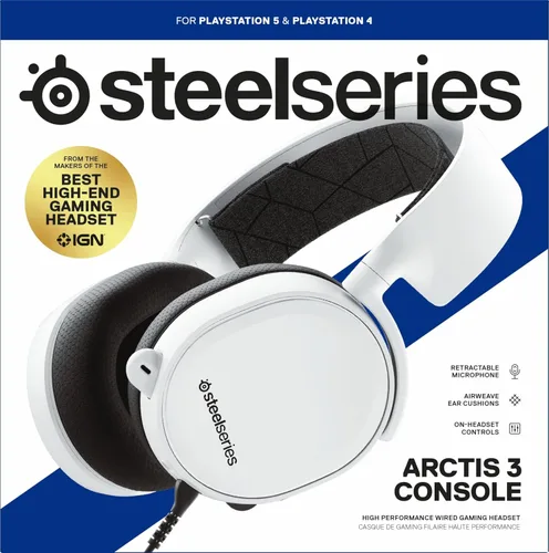 Vista 8 de SteelSeries Arctis 3 Console - Stereo Wired Gaming Headset for PlayStation 5 4 Xbox Series XS Nintendo Switch VR Android and iOS - White