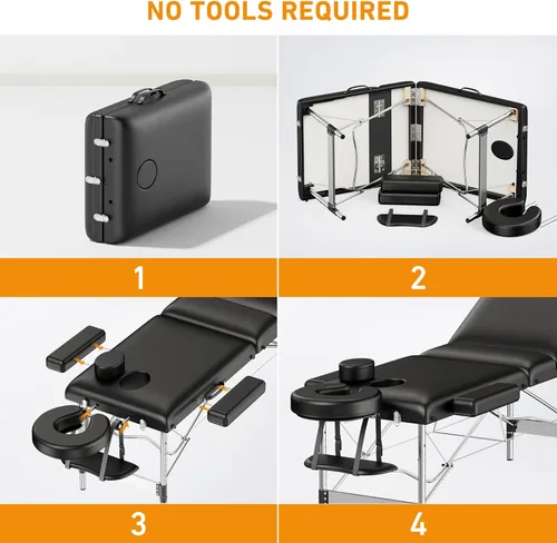 Vista 11 de Mesa de Masaje Portátil de 84" de Largo 24" de Ancho Profesional, Sofá de Masaje Reclinable de 3 Secciones, Cama de Aluminio Ajustable