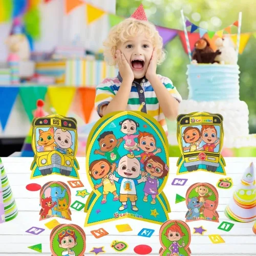 Vista 4 de Kit de centro de mesa (juego de 27 piezas) – Alta calidad y resistente, perfecto esencial para fiestas temáticas y eventos, Cocomelon