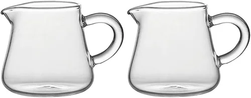 Jarra de vidrio para crema de vidrio, salsa de leche, jarra de crema con asa, 2.4 fl oz