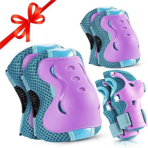 BOSONER Knee Pads for Kids Roller-Skating: Adjustable Protective Gear Set Knee Elbow Pads Wrist Guards for Bike Cycling Skateboarding Scooter Gifts