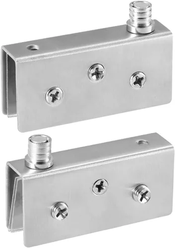 uxcell Abrazadera de bisagras de puerta de vidrio ajustable, clip de bisagra de pivote de gabinete de acero inoxidable para vidrio de 0.315-0.394 in