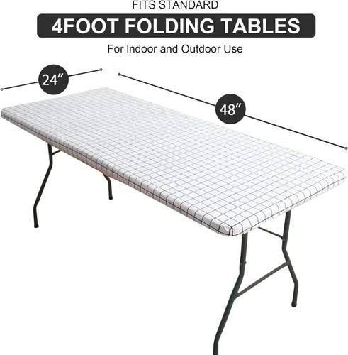 Vista 370 de Mantel rectangular, manteles de plástico elásticos ajustables con parte trasera de franela para mesas de 4 pies, manteles de vinilo impermeables