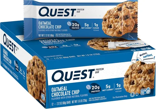 Vista 14 de Barras de proteínas Quest Nutrition Pastel de Cumpleaños, 20g de proteína, 1g de azúcar, 4g de carbohidratos netos, sin gluten, aptas para ceto, 12