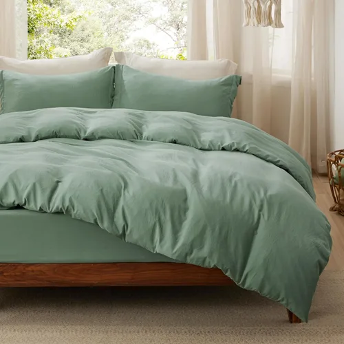 Vista 14 de Bedsure Funda de edredón blanca de tamaño matrimonial, suave, prelavado, 3 piezas, 1 funda de edredón de 80 x 90 pulgadas con cierre de cremallera