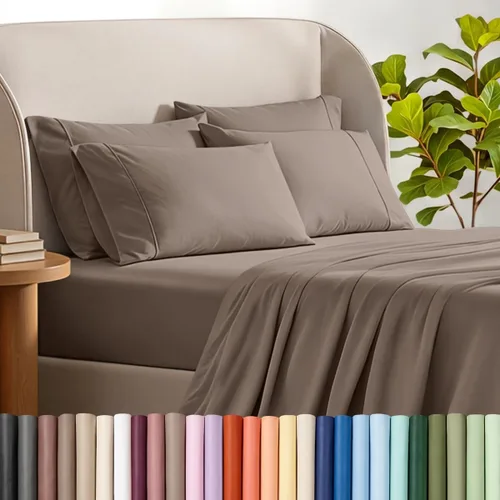 Vista 12 de Bare Home Juego de sábanas 1800 ultra suaves con 2 fundas de almohada 01-Blanco