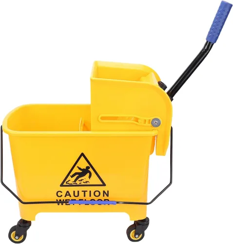 Luocute Cubo de fregona 20L prensa lateral Wringer Comercial Mop Bucket con ruedas y mango para limpieza de pisos en restaurantes, oficinas y sitios