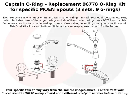 Vista 3 de Captain O-Ring – Kit de juntas tóricas de repuesto 96778 para boquillas Moen específicas (3 juegos, 9 juntas tóricas)