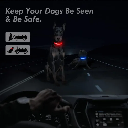 Vista 6 de BSEEN Collar para perro con luz LED, recargable, collares reflectantes resistentes al agua para cachorros, con luces navideñas que brillan
