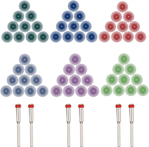 GOXAWEE - Disco radial de cerdas, kit de cepillo abrasivo de detalle de 66 piezas (1 pulgada) (mandril de vástago de 1/8 pulgadas) para herramienta