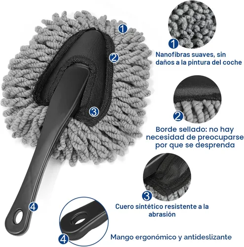 Vista 2 de Fitosy Kit de cepillo de limpieza de polvo para interior de coche, putty de silicona suave para ventilaciones del salpicadero, cepillos de detalle