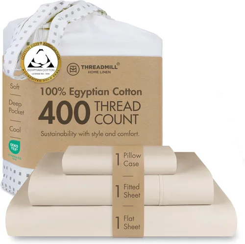 Vista 40 de Threadmill Juego de sábanas de algodón egipcio tamaño individual, sábanas 100% algodón egipcio certificado para cama de tamaño individual, juego