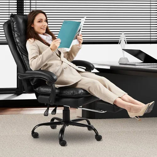 Vista 2 de VEVOR Silla de oficina ejecutiva con reposapiés, silla de oficina de capacidad de 400 libras con almohada lumbar, silla ergonómica resistente, silla