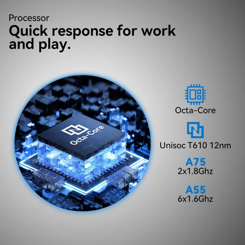 Vista 4 de Tableta 2025 de 10.1 pulgadas 2 en 1 Android con teclado Octa-Core 8 (4+4 virtual)+128 GB de almacenamiento 1 TB expandible, cámara de 13+8 MP