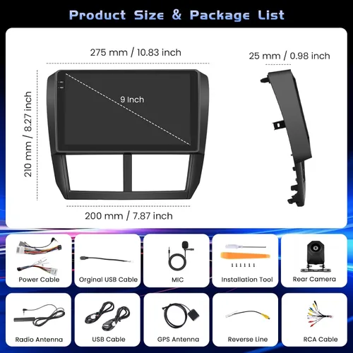 Vista 8 de 4G+64G Android 15 Estéreo de coche para Subaru Forester Impreza WRX STI 2008 2009 2010 2011 2012, 9 pulgadas Incell pantalla táctil Radio coche