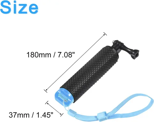 Vista 2 de uxcell Empuñadura flotante impermeable para cámaras de acción, cámara de deportes acuáticos, con correa de muñeca ajustable, azul y negro