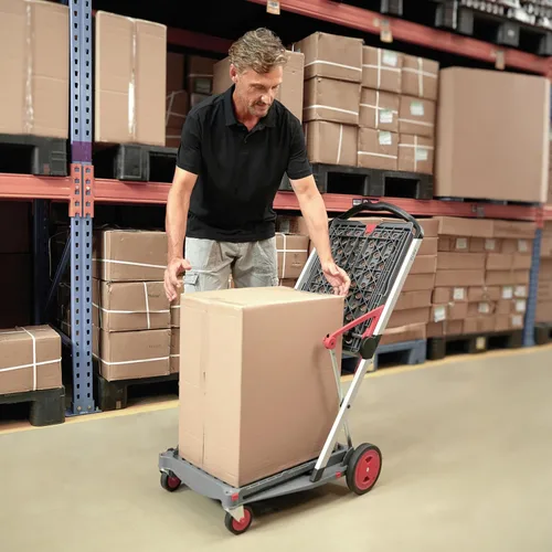 Vista 6 de CLAX® The Original Fabricado en Alemania Carros plegables funcionales multiusos Carro plegable móvil Carrito de compras con caja de Verde