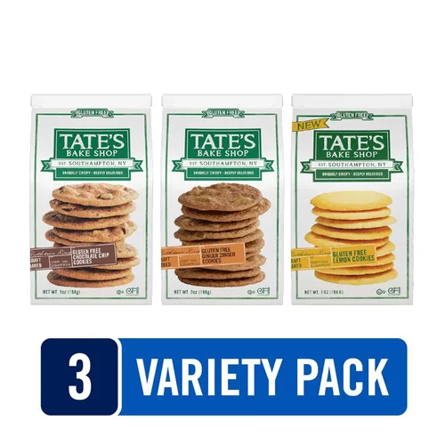 Vista 5 de Tate's Bake Shop Paquete variado de galletas sin gluten, galletas de coco crujiente, jengibre y chispas de chocolate, 3 bolsas de 7 onzas