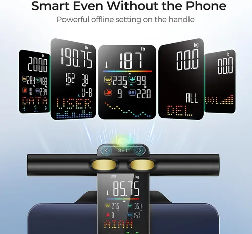 Vista 3 de RunStar Smart Scale for Body Weight and Fat Percentage, 8 Electrodes High Precision Body Composition Scale with Set Functions Handle, Body Analyzer