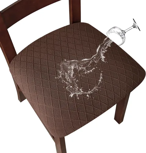 Vista 10 de Genina Fundas de asiento impermeables para sillas de comedor, fundas para sillas de comedor y cocina (beige, 2 piezas)