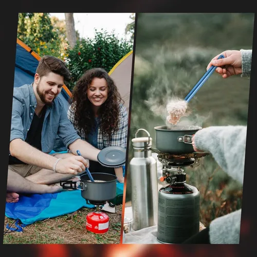 Vista 6 de 4 piezas de titanio de mango largo tenedor y cuchara ultraligeros Portabale cubiertos de 8.7 pulgadas, cuchara de sopa de camping para acampar al