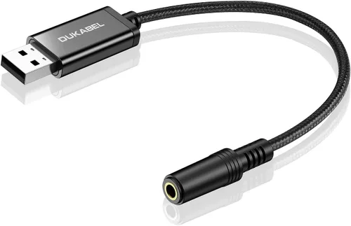 Vista 9 de Adaptador de auriculares USB, tarjeta de sonido externa DUKABEL para PC