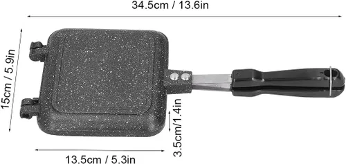 Vista 7 de Sartén para barbacoa de doble cara, revestimiento antiadherente, sartén doble para hacer panini y panini para barbacoa, sartén a la parrilla