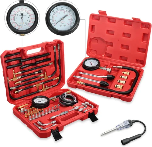 Therwen Kit de probador de presión de inyección de combustible de calibre de 45 unidades, calibre 0-140 psi, 8 unidades de calibre 0-300 psi,