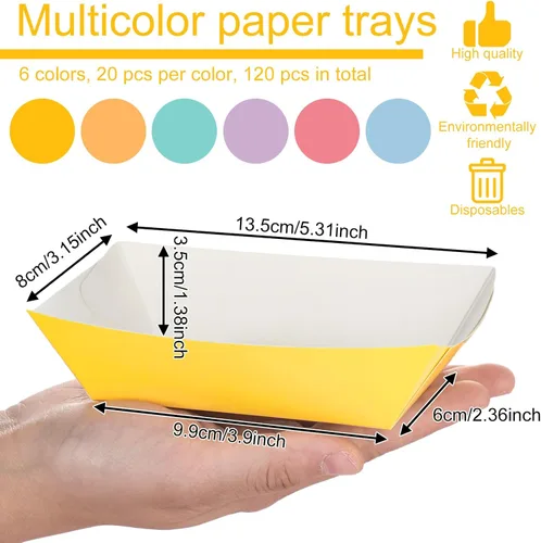 Vista 2 de Lallisa 120 bandejas de papel de 1 libra de papel para perros calientes, bandejas desechables para nachos para servir comida barcos, cartón