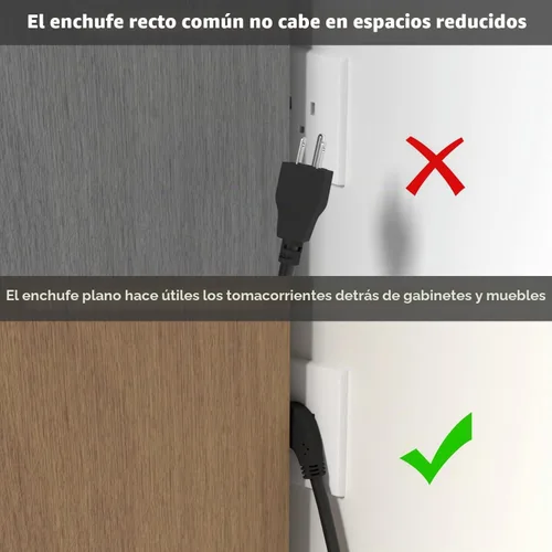 Vista 6 de FIRMERST 1875W Cable de extensión de enchufe plano 3 pies 14 AWG 15A Negro, listado UL