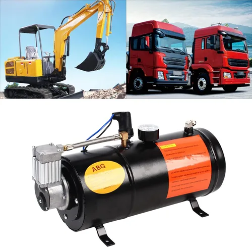 Vista 5 de Kit de bocinas de tren súper ruidosas de 150 dB con compresor de aire de tanque de aire, kit de 4 bocinas de trompeta para automóvil, camión, tren