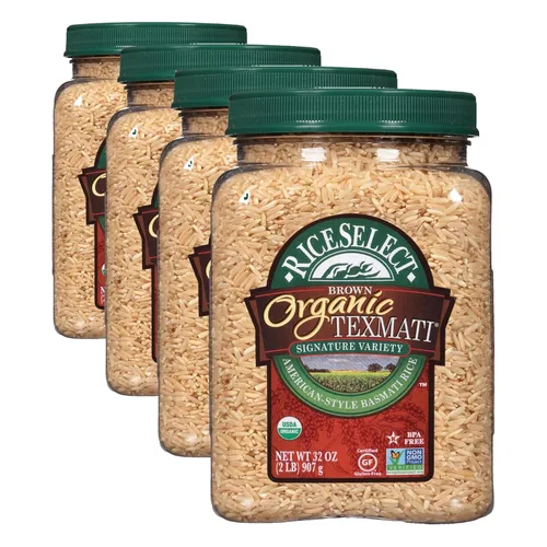 Vista 10 de RiceSelect arroz orgánico texmati basmati blanco, arroz premium sin OMG sin gluten de grano largo blanco, frasco de 32 onzas