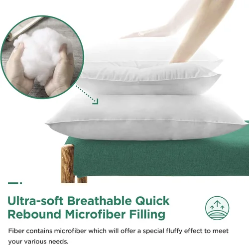 Vista 2 de Acanva Insertos de almohada cuadrados de alta calidad con relleno de microfibra, soporte lumbar relleno decorativo para sofá, cama, sofá y sillas