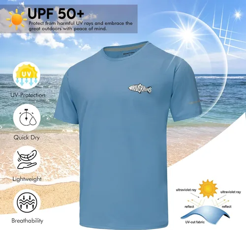Vista 3 de Camiseta de pesca UPF 50+, ligera, transpirable, de secado rápido, protección solar.