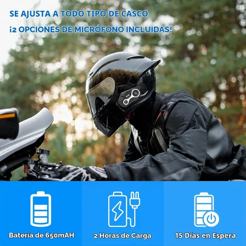 Vista 5 de Auriculares de intercomunicación Bluetooth para casco de motocicleta, 2 conductores de comunicación de 1000 M, IP67 impermeable, llamadas manos