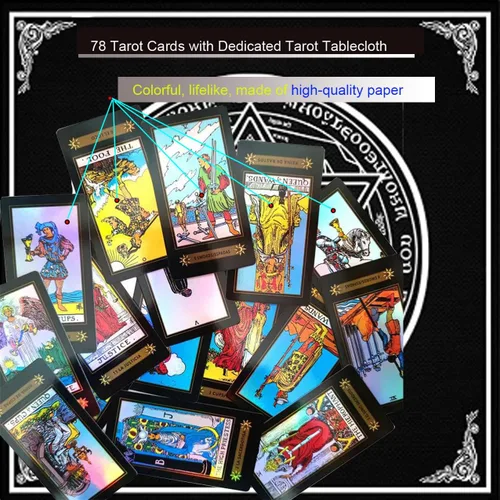 Vista 3 de VOVCIG Cartas de Tarot bilingües - Inglés y Español, Incluye Libro Guía y Mantel Especial