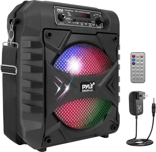 Pyle Sistema de altavoces PA Bluetooth portátil, altavoz Bluetooth recargable de 300 W para exteriores, sistema PA portátil con subwoofer de 8